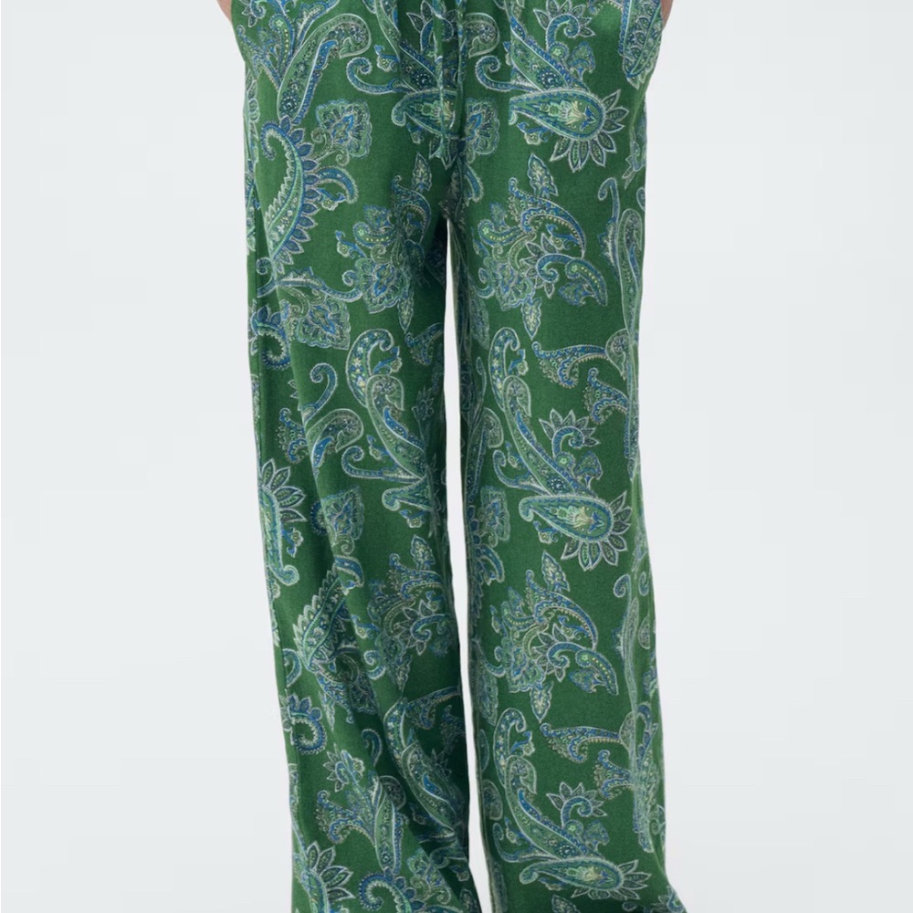 MANGO NWT Size S Green Paisley Women's Pants